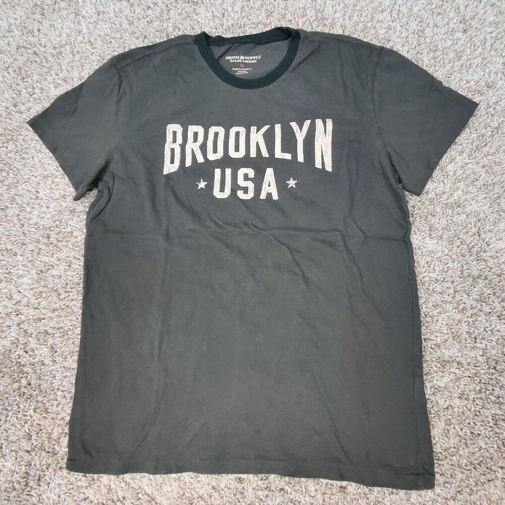 Denim & Supply Ralph Lauren Brooklyn USA T-Shirt Mens Medium Dark Gray Tee